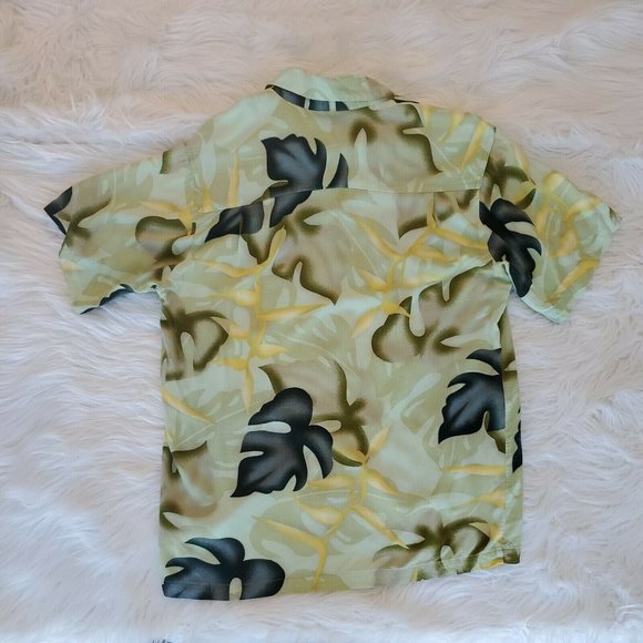Ron Chereskin Mens Shirt M Green Floral Hawaiian Button Up Short Sleeve - Picture 8 of 10